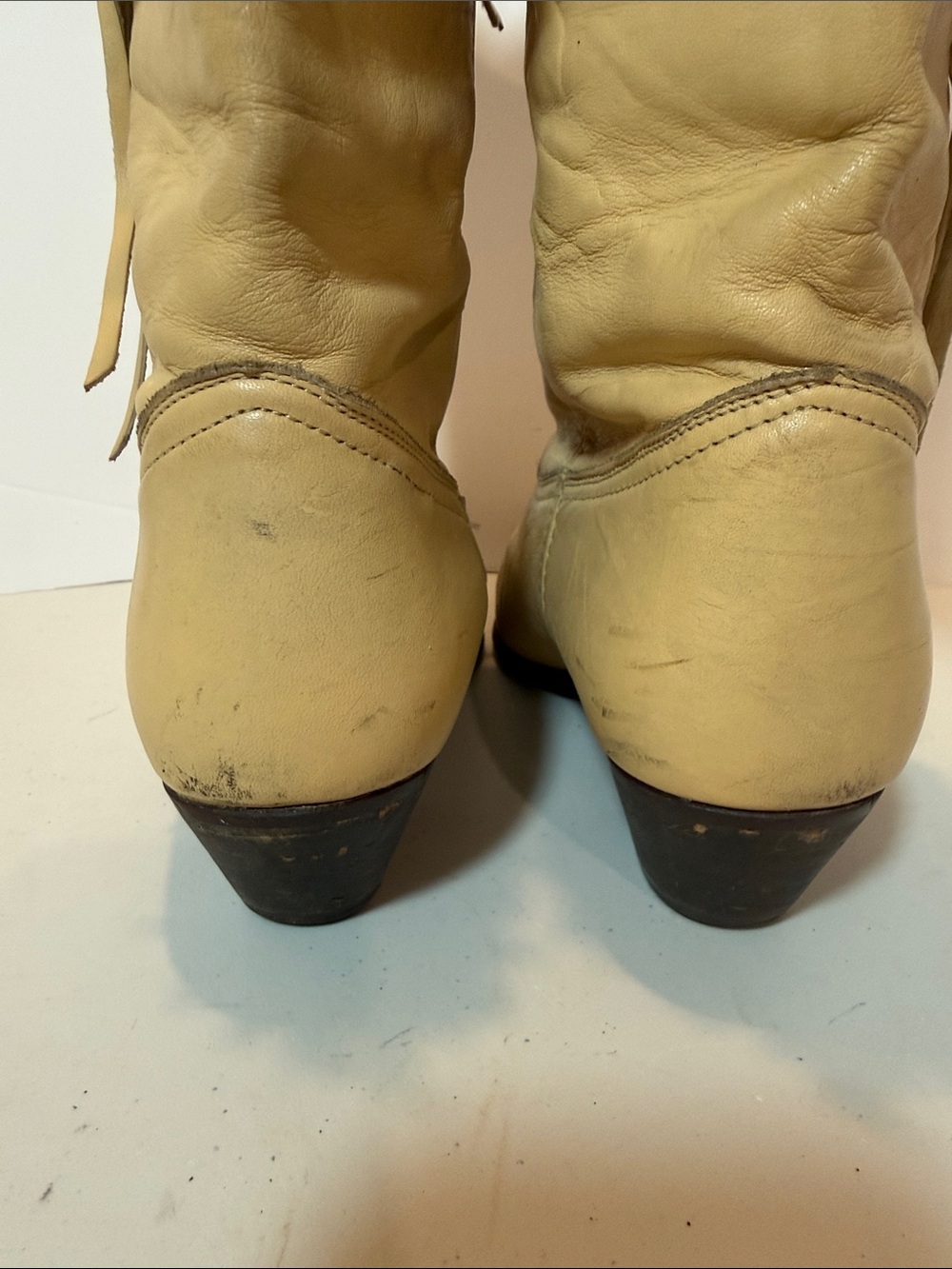 Vintage Acme Leather Fringe Boots 8 - Picture 6 of 11